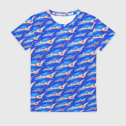 Женская футболка Плывущие девушки на синем