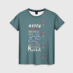 Футболка женская Леттеринг с новым 2023 годом кролика, цвет: 3D-принт