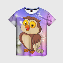Футболка женская Счатливая сова, цвет: 3D-принт