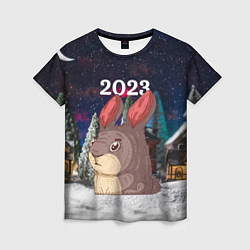 Футболка женская Забавный кролик 2023, цвет: 3D-принт