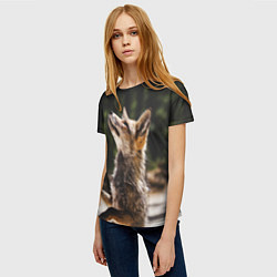 Футболка женская Лис на задних лапках, цвет: 3D-принт — фото 2