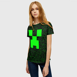 Футболка женская Minecraft green squares, цвет: 3D-принт — фото 2