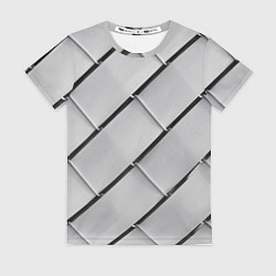 Женская футболка Серый блоковый металлический паттерн