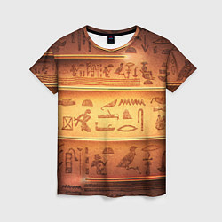 Футболка женская Египетская стена с иероглифами и полосами, цвет: 3D-принт