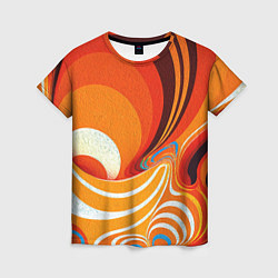 Футболка женская Текучая краская в ярких оранжевых цветах, цвет: 3D-принт