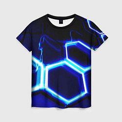 Женская футболка Neon abstraction plates storm