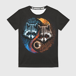 Футболка женская Инь-янь еноты, цвет: 3D-принт