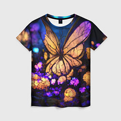Футболка женская Цветок бабочка midjouney, цвет: 3D-принт