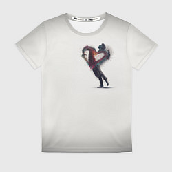 Женская футболка Душа на распашку серо белый градиент