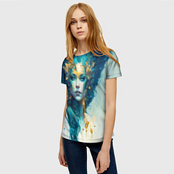 Футболка женская Золотая богиня акварель, цвет: 3D-принт — фото 2