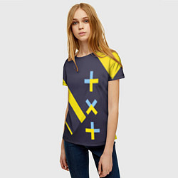 Футболка женская TXT yellow geometry, цвет: 3D-принт — фото 2