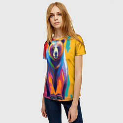 Футболка женская Медведь красочный, цвет: 3D-принт — фото 2