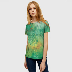 Футболка женская Мандала природы, зелёная, исцеление, цвет: 3D-принт — фото 2