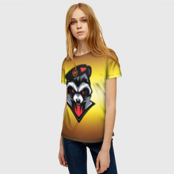 Футболка женская Енот Морпех на желтом фоне, цвет: 3D-принт — фото 2