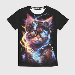Футболка женская Электрический кот стимпанк, цвет: 3D-принт
