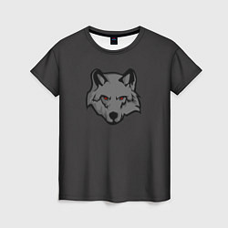 Женская футболка Злой серый волк с красными глазами