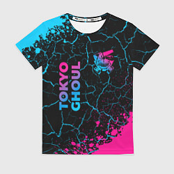 Футболка женская Tokyo Ghoul - neon gradient: надпись, символ, цвет: 3D-принт
