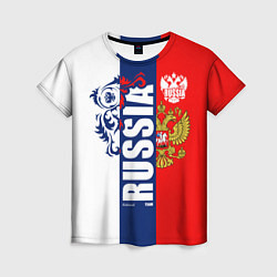 Футболка женская Russia national team: white blue red, цвет: 3D-принт