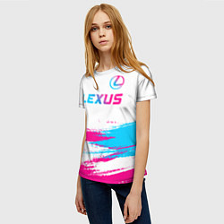 Футболка женская Lexus neon gradient style: символ сверху, цвет: 3D-принт — фото 2