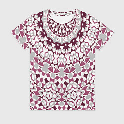 Футболка женская Этнический узор мандала в бордово-серых тонах, цвет: 3D-принт