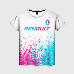 Женская футболка Renault neon gradient style: символ сверху