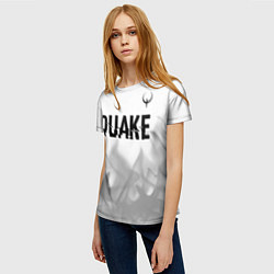 Футболка женская Quake glitch на светлом фоне: символ сверху, цвет: 3D-принт — фото 2