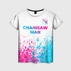 Футболка женская Chainsaw Man neon gradient style: символ сверху, цвет: 3D-принт