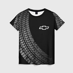 Футболка женская Chevrolet tire tracks, цвет: 3D-принт