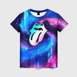 Футболка женская Rolling Stones неоновый космос, цвет: 3D-принт