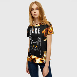 Футболка женская The Cure рок кот и огонь, цвет: 3D-принт — фото 2