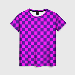 Футболка женская Шашечки на фиолетовом фоне, цвет: 3D-принт
