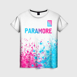 Женская футболка Paramore neon gradient style: символ сверху