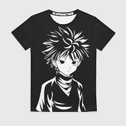 Футболка женская Киллуа - чб, цвет: 3D-принт