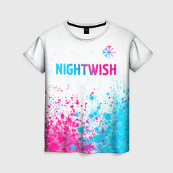 Футболка женская Nightwish neon gradient style: символ сверху, цвет: 3D-принт