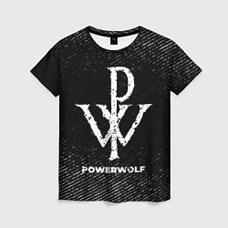 Футболка женская Powerwolf с потертостями на темном фоне, цвет: 3D-принт