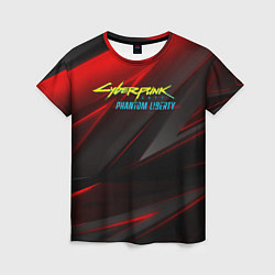 Футболка женская Cyberpunk 2077 phantom liberty red black logo, цвет: 3D-принт