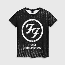 Футболка женская Foo Fighters с потертостями на темном фоне, цвет: 3D-принт