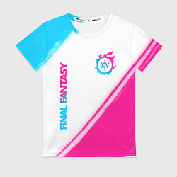 Футболка женская Final Fantasy neon gradient style: надпись, символ, цвет: 3D-принт