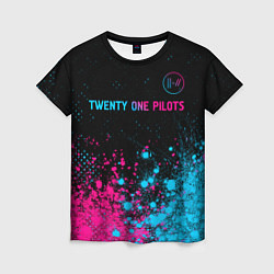 Футболка женская Twenty One Pilots - neon gradient: символ сверху, цвет: 3D-принт