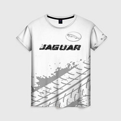 Футболка женская Jaguar speed на светлом фоне со следами шин: симво, цвет: 3D-принт