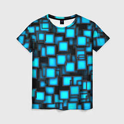 Футболка женская Геометрия - синие квадраты, цвет: 3D-принт