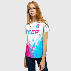 Футболка женская Jeep neon gradient style: символ сверху, цвет: 3D-принт — фото 2