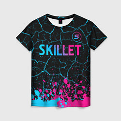 Женская футболка Skillet - neon gradient: символ сверху