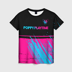 Футболка женская Poppy Playtime - neon gradient: символ сверху, цвет: 3D-принт