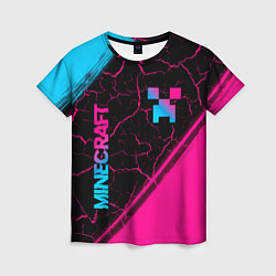 Футболка женская Minecraft - neon gradient: надпись, символ, цвет: 3D-принт