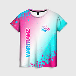 Футболка женская Warframe neon gradient style: надпись, символ, цвет: 3D-принт