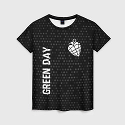 Футболка женская Green Day glitch на темном фоне: надпись, символ, цвет: 3D-принт