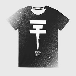 Футболка женская Tokio Hotel glitch на темном фоне, цвет: 3D-принт