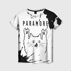 Футболка женская Paramore рок кот на светлом фоне, цвет: 3D-принт