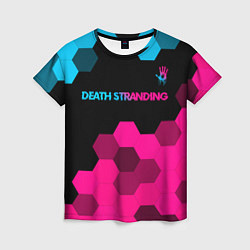 Футболка женская Death Stranding - neon gradient: символ сверху, цвет: 3D-принт